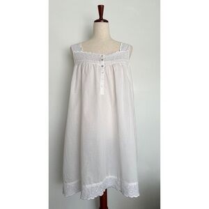 Eileen West White Cotton Chemise Nightgown Size Large
